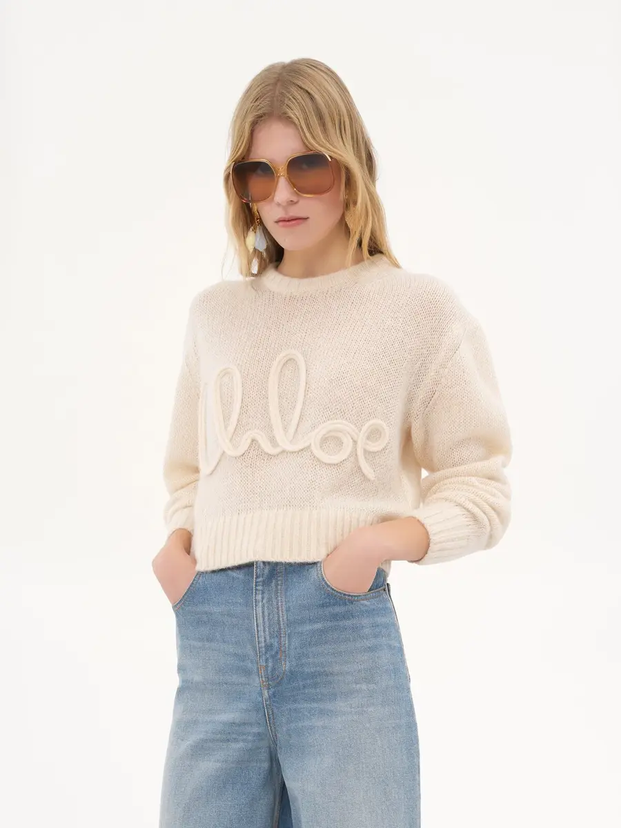 Chloé Logo sweater in alpaca wool & silk knit | Thumbnail 4 Chloé Logo sweater in alpaca wool & silk knit | Thumbnail 4