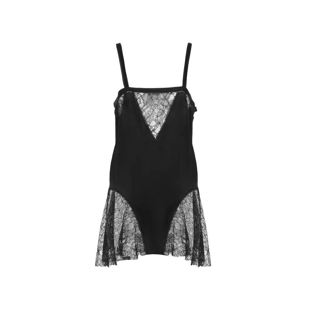Chloé Sleeveless mini dress in silk charmeuse & lace | Image 1 Chloé Sleeveless mini dress in silk charmeuse & lace | Image 1