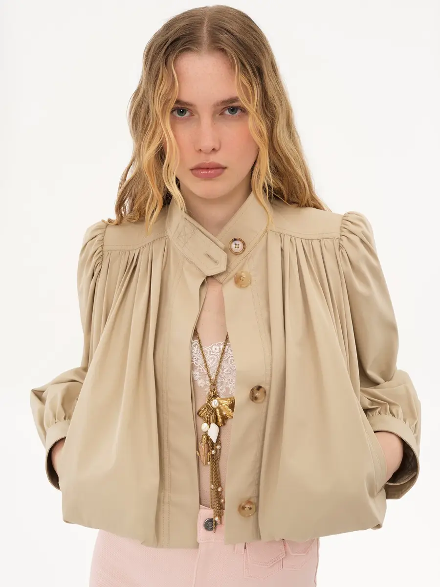 Chloé Gathered boule jacket in cotton gabardine | Thumbnail 6 Chloé Gathered boule jacket in cotton gabardine | Thumbnail 6