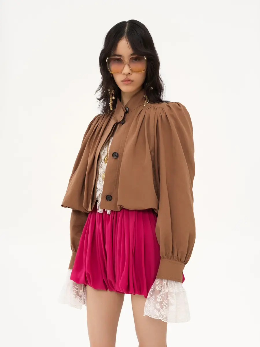 Chloé Gathered boule jacket in linen & cotton | Thumbnail 4 Chloé Gathered boule jacket in linen & cotton | Thumbnail 4