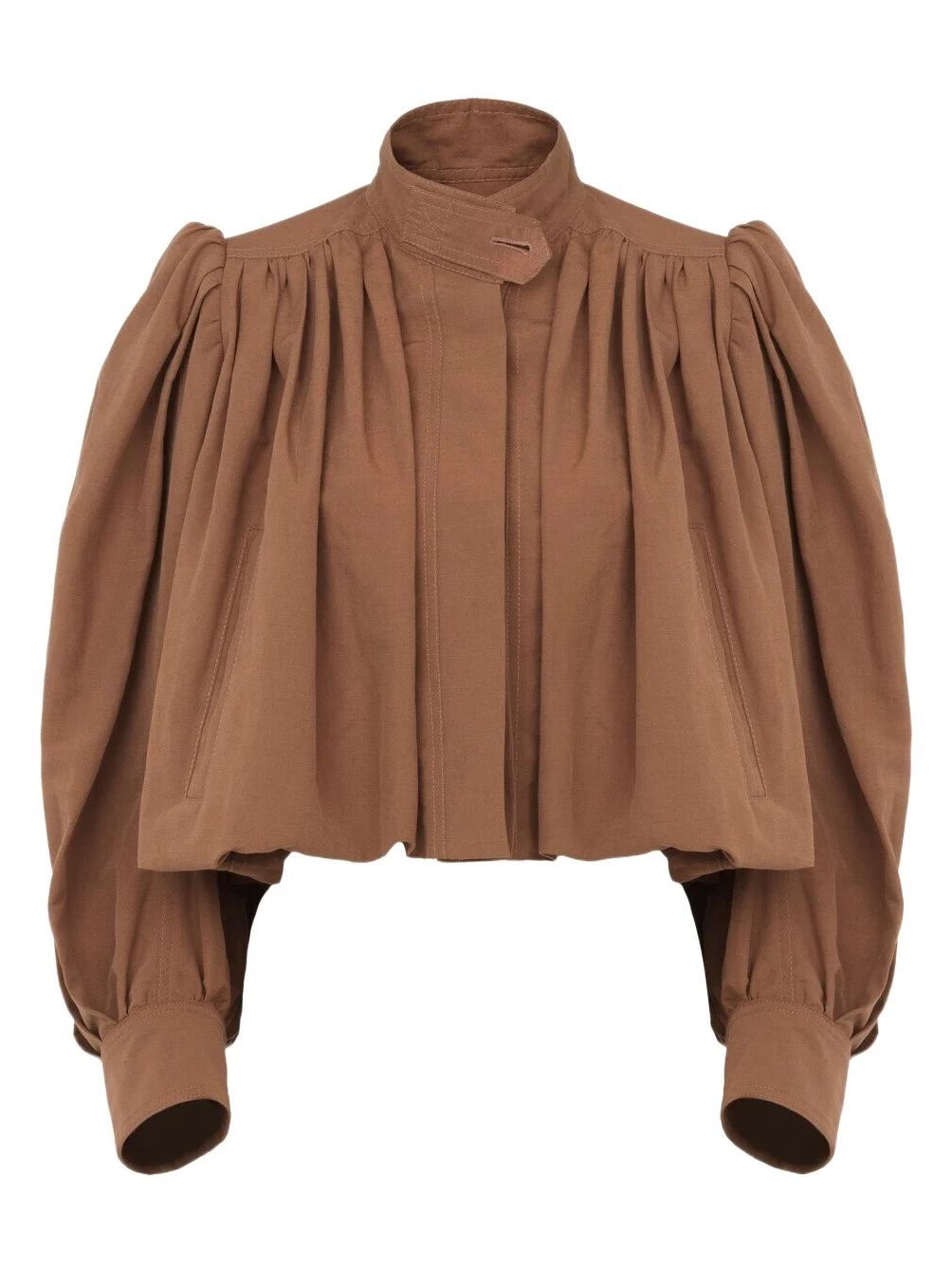 Gathered boule jacket in linen & cotton
