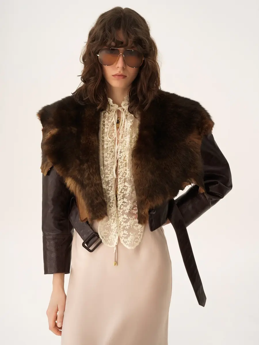Chloé Cropped fitted jacket in leather | Thumbnail 4 Chloé Cropped fitted jacket in leather | Thumbnail 4