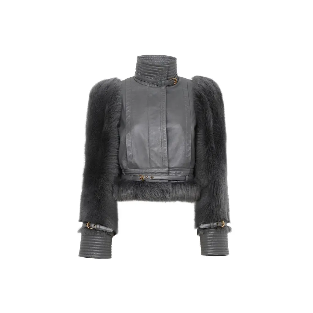 Chloé High-neck hybrid jacket in leather | Image 1 Chloé High-neck hybrid jacket in leather | Image 1