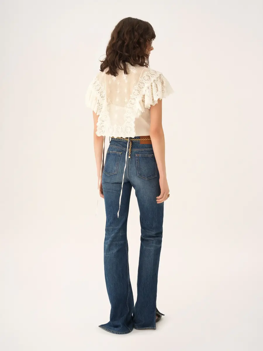 Chloé High-neck cropped top in cotton tulle & lace | Thumbnail 6