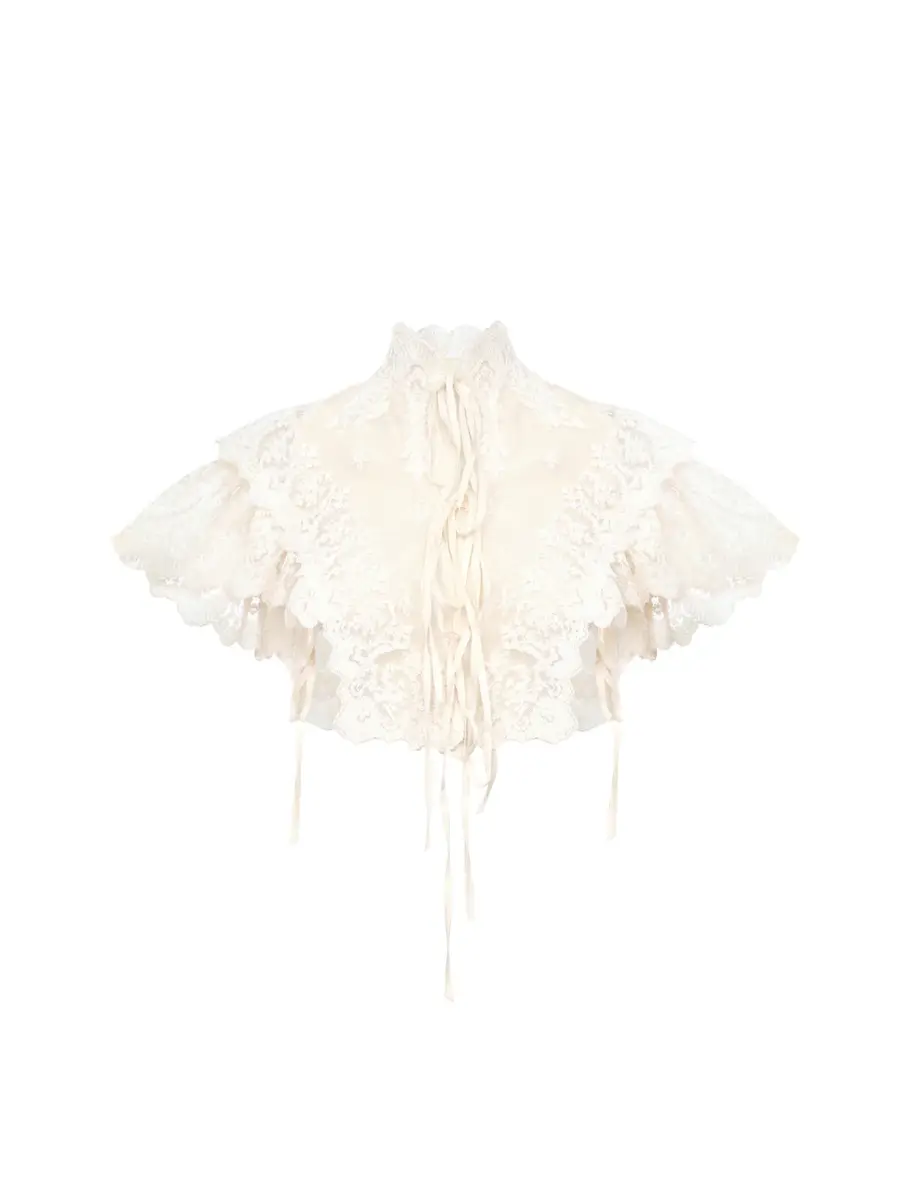 Chloé High-neck cropped top in cotton tulle & lace | Image 1 Chloé High-neck cropped top in cotton tulle & lace | Image 1