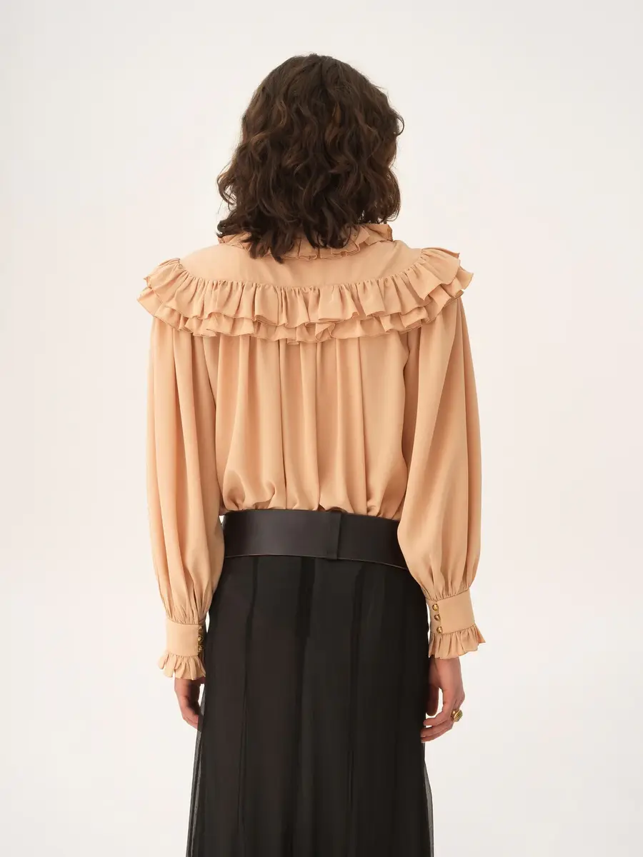 Chloé Oversized ruffle top in crêpe de chine | Thumbnail 6 Chloé Oversized ruffle top in crêpe de chine | Thumbnail 6