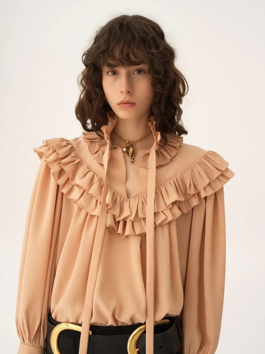 Chloé Oversized ruffle top in crêpe de chine | Thumbnail 8 Chloé Oversized ruffle top in crêpe de chine | Thumbnail 8