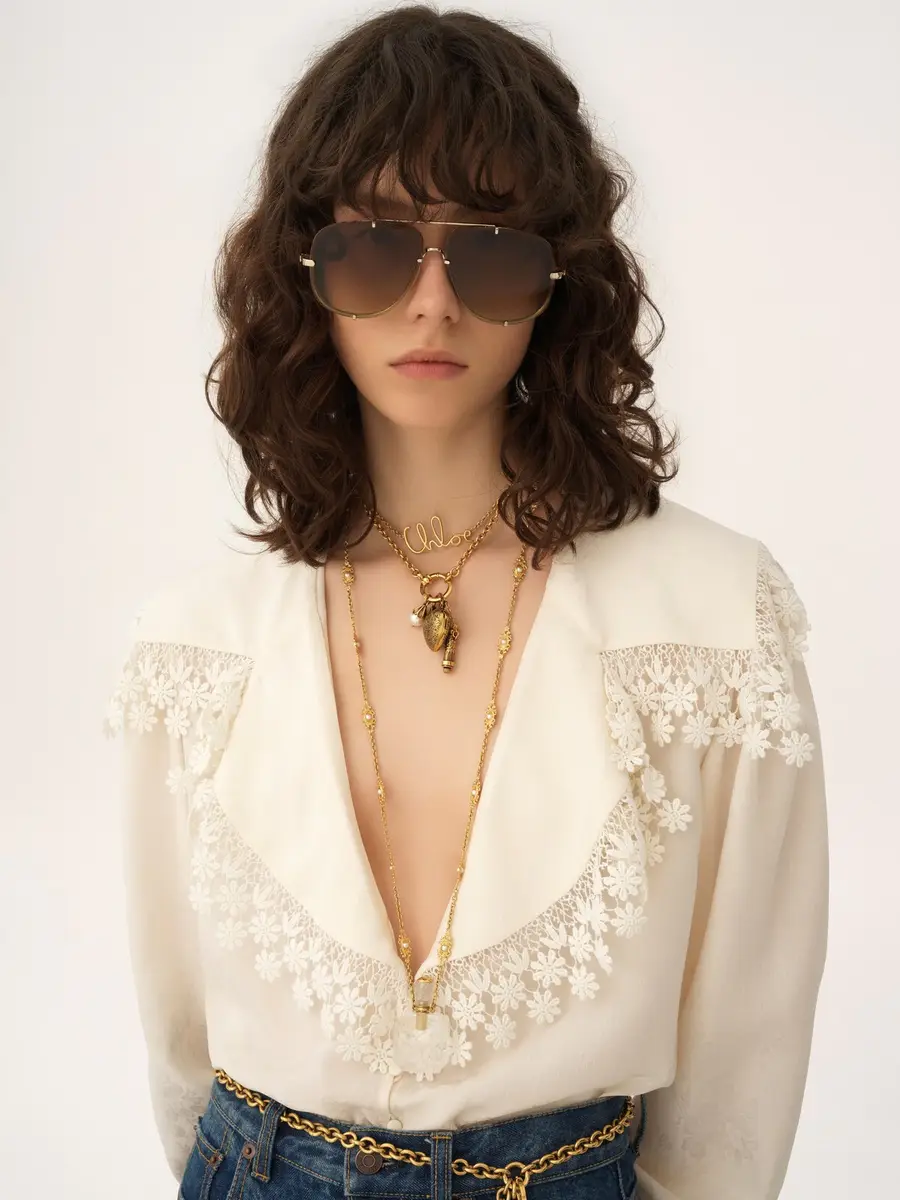 Chloé Maxi-collar blouse in silk jacquard & lace | Thumbnail 7 Chloé Maxi-collar blouse in silk jacquard & lace | Thumbnail 7