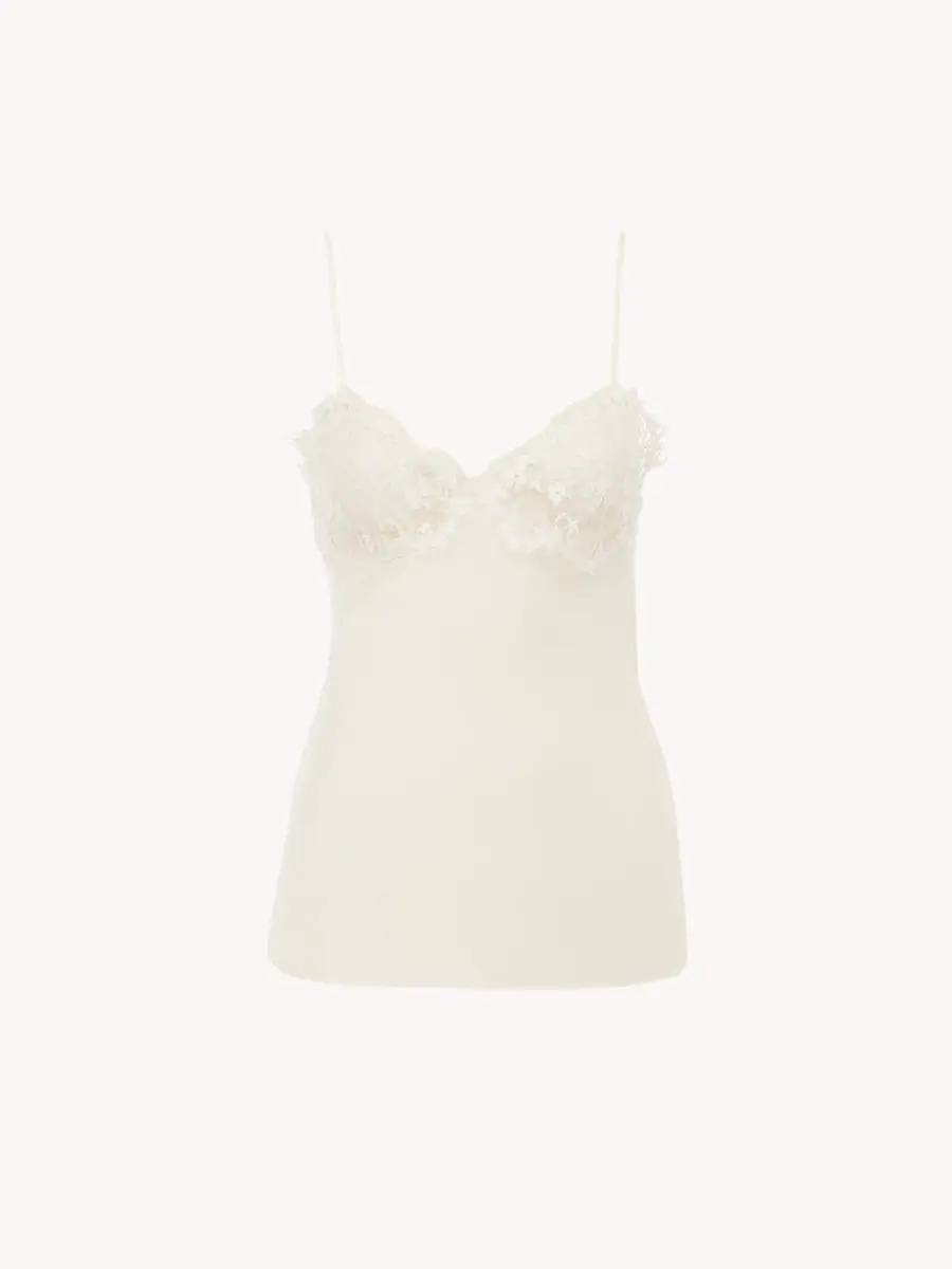 Chloé Camisole top in washed silk satin & lace | Thumbnail 2