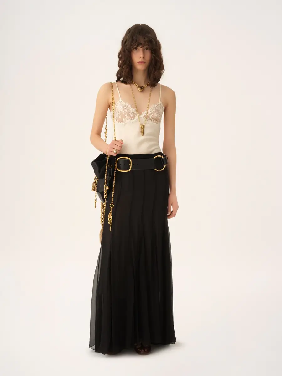 Chloé Camisole top in washed silk satin & lace | Thumbnail 3
