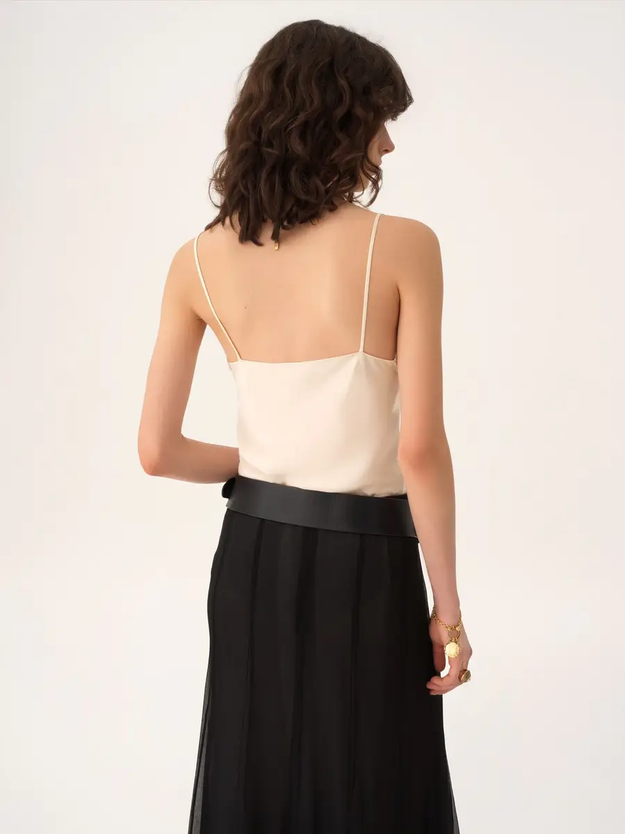 Chloé Camisole top in washed silk satin & lace | Thumbnail 5