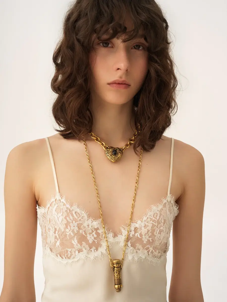 Chloé Camisole top in washed silk satin & lace | Thumbnail 7