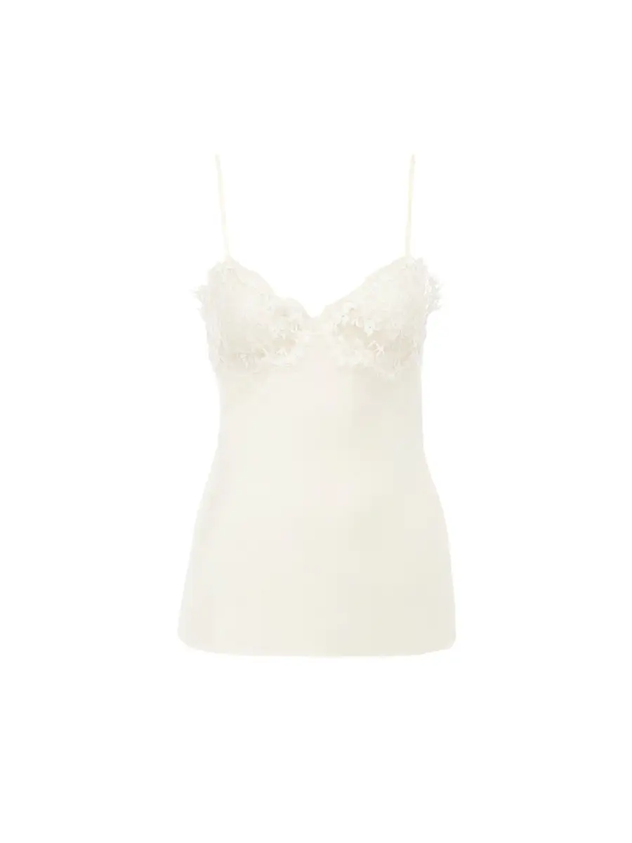 Chloé Camisole top in washed silk satin & lace | Image 1 Chloé Camisole top in washed silk satin & lace | Image 1