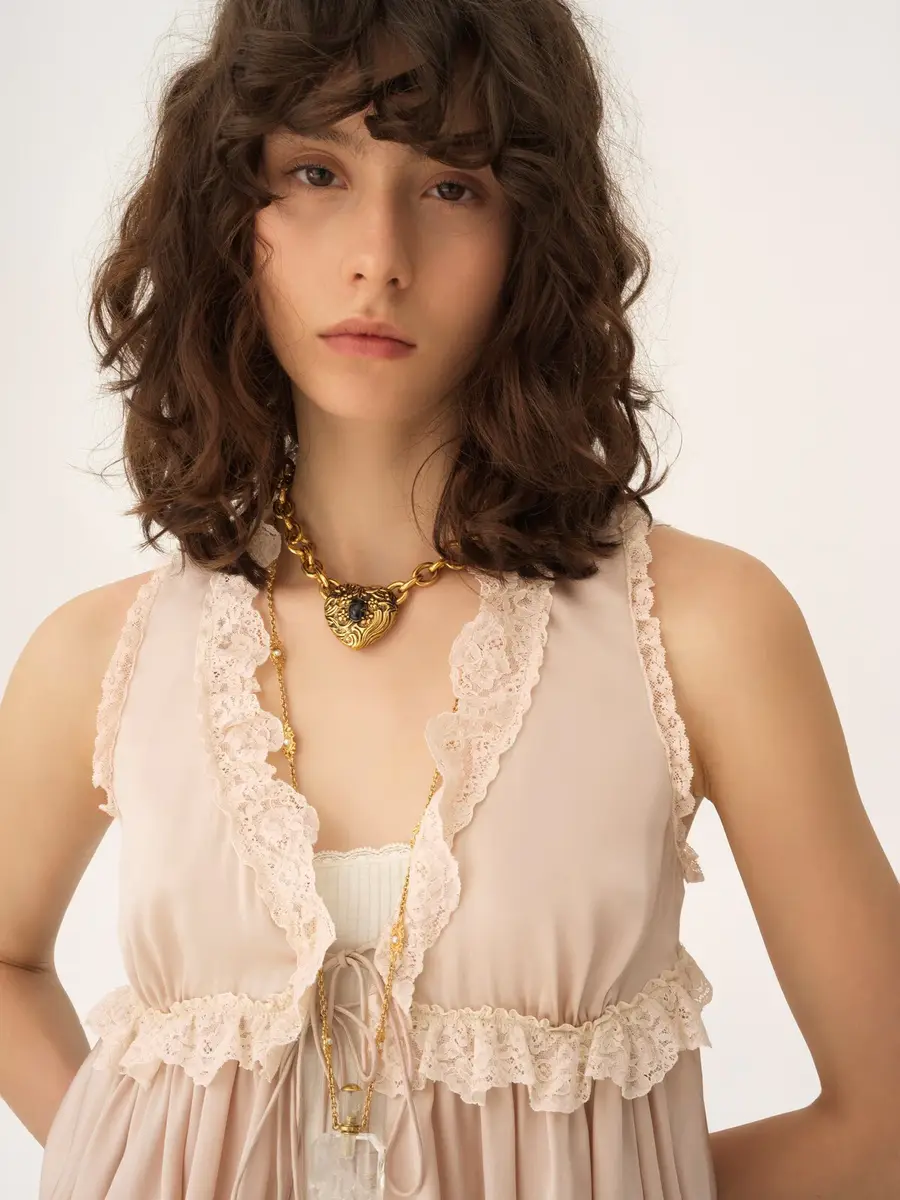 Chloé Tie-front sleeveless top in washed silk satin & lace | Thumbnail 7 Chloé Tie-front sleeveless top in washed silk satin & lace | Thumbnail 7