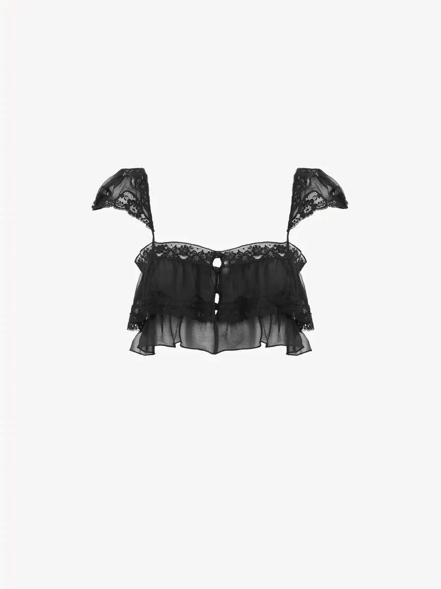 Chloé Ruffled bralette in silk mousseline & lace | Thumbnail 2 Chloé Ruffled bralette in silk mousseline & lace | Thumbnail 2