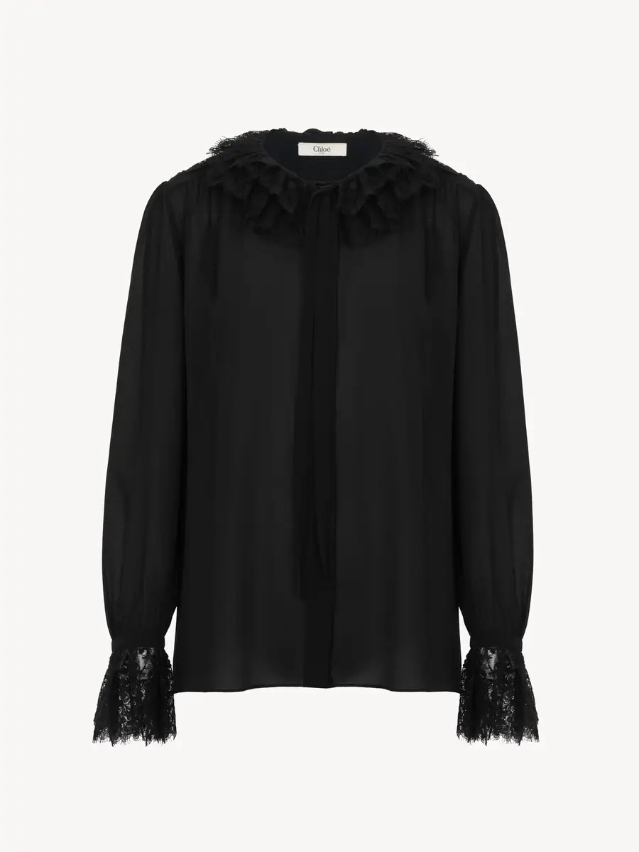 Chloé Fluid blouse in silk georgette & lace | Thumbnail 2