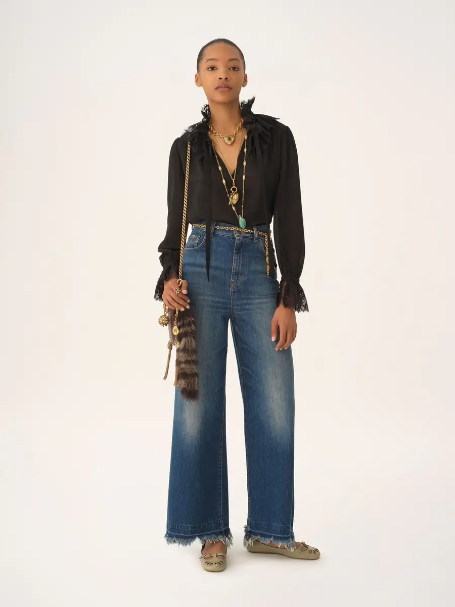 Chloé Fluid blouse in silk georgette & lace | Thumbnail 3