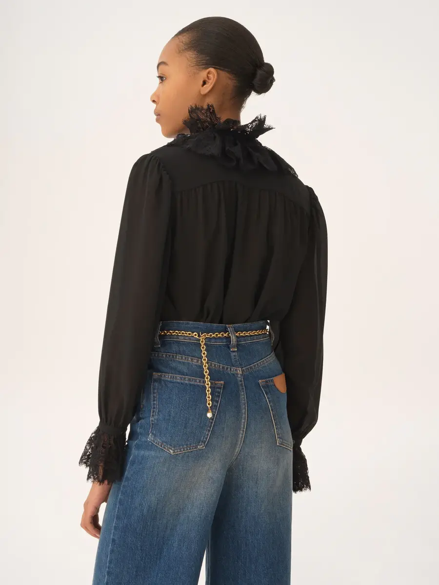 Chloé Fluid blouse in silk georgette & lace | Thumbnail 5