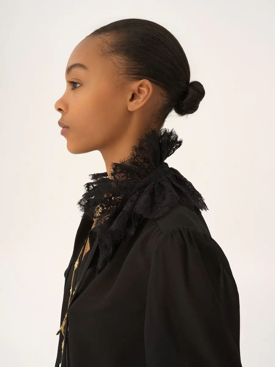 Chloé Fluid blouse in silk georgette & lace | Thumbnail 6