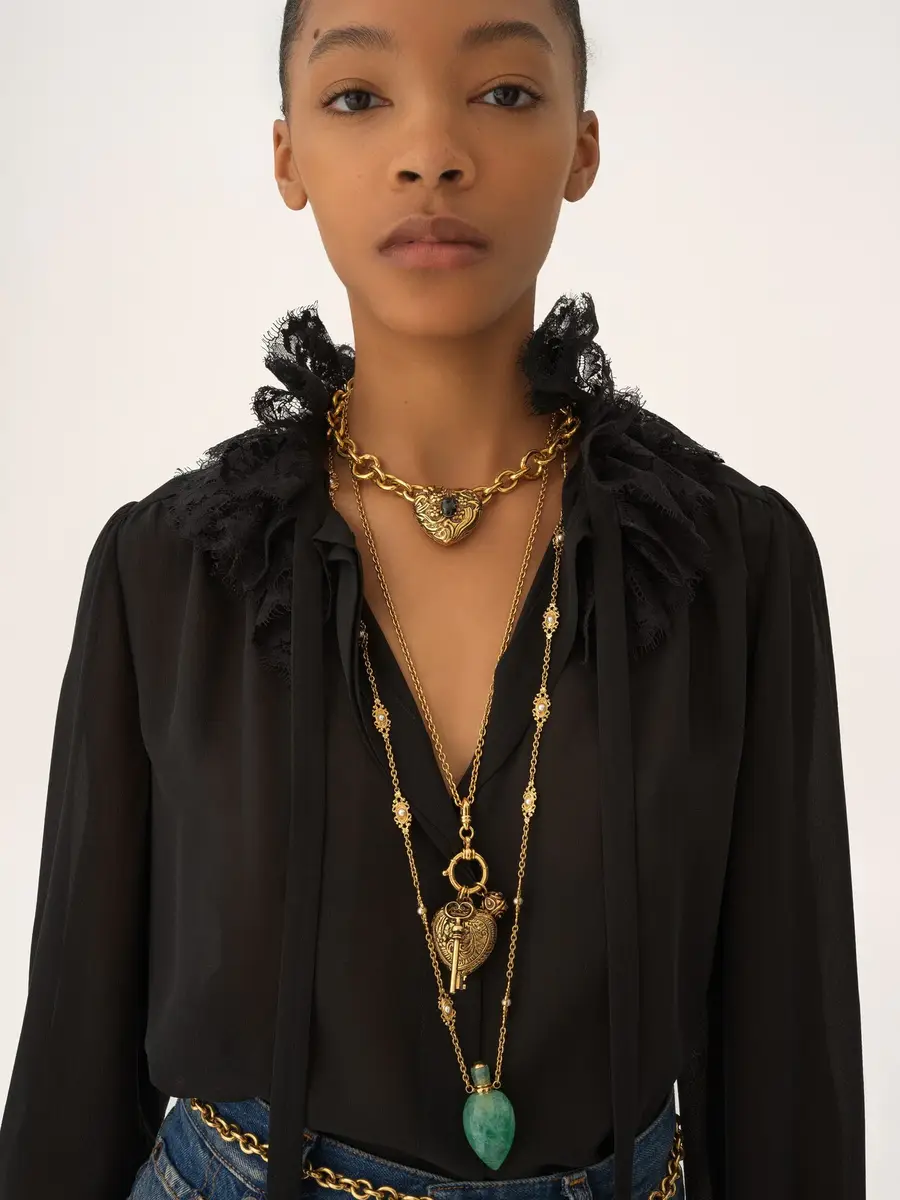Chloé Fluid blouse in silk georgette & lace | Thumbnail 7