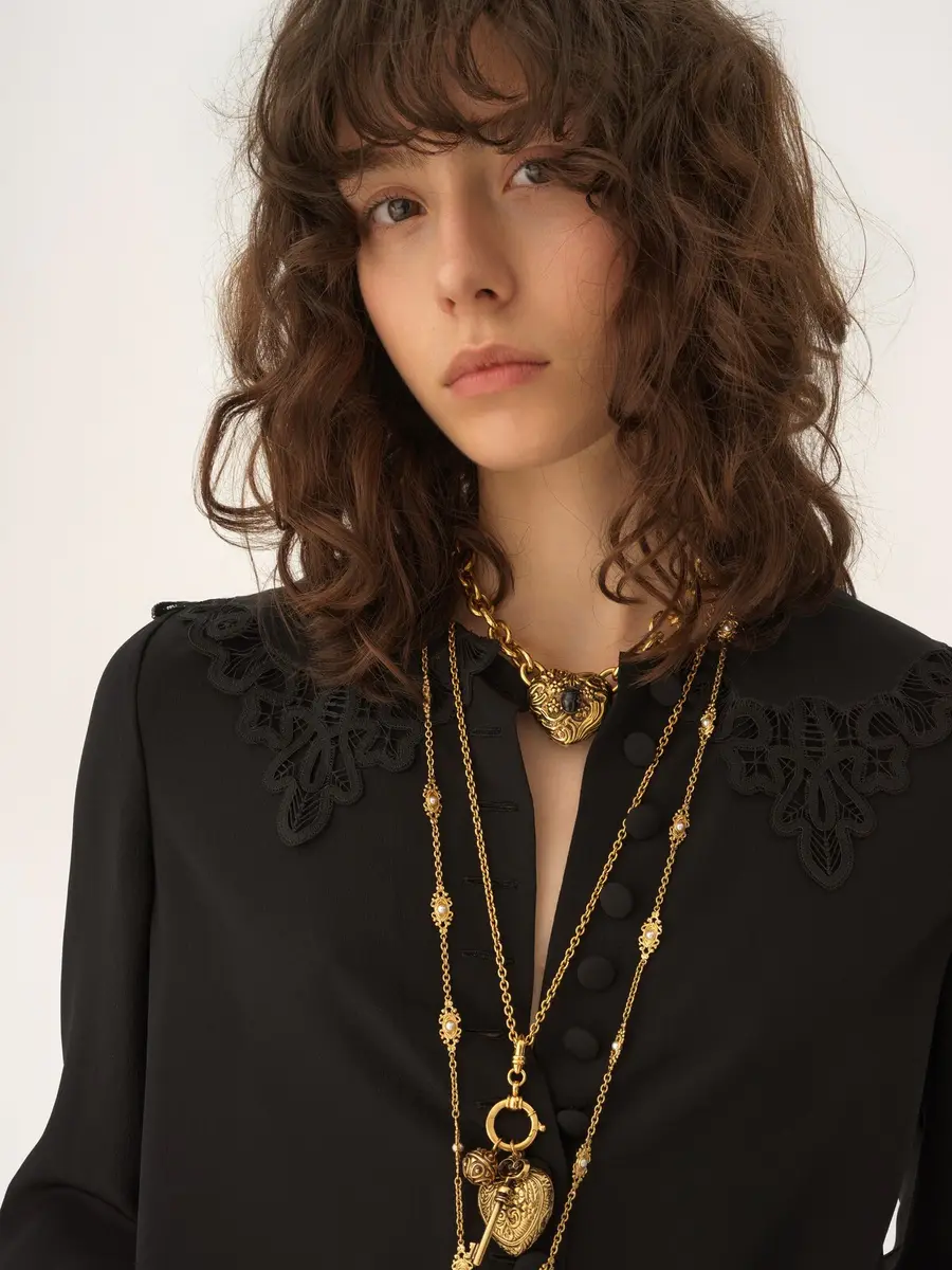 Chloé Fluid blouse in crêpe de chine & lace | Thumbnail 6 Chloé Fluid blouse in crêpe de chine & lace | Thumbnail 6