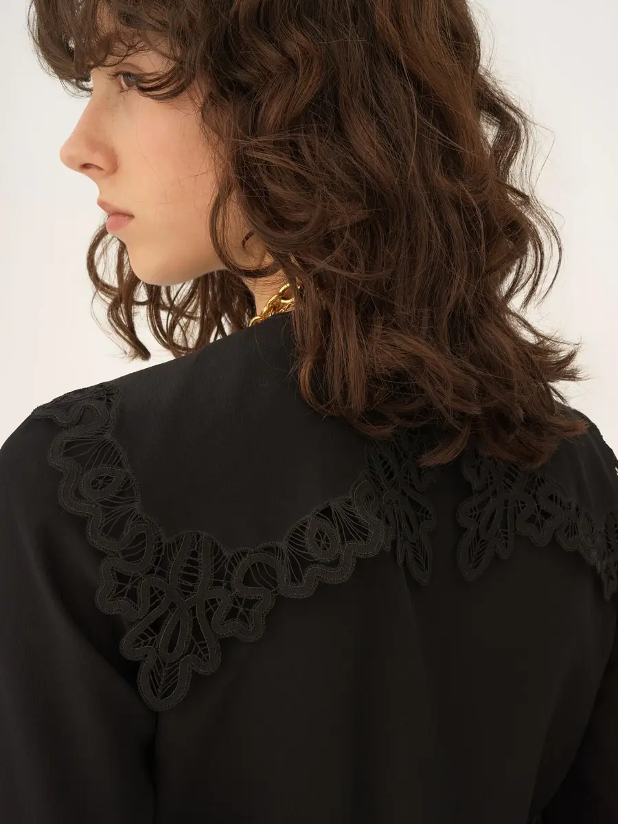 Chloé Fluid blouse in crêpe de chine & lace | Thumbnail 7 Chloé Fluid blouse in crêpe de chine & lace | Thumbnail 7
