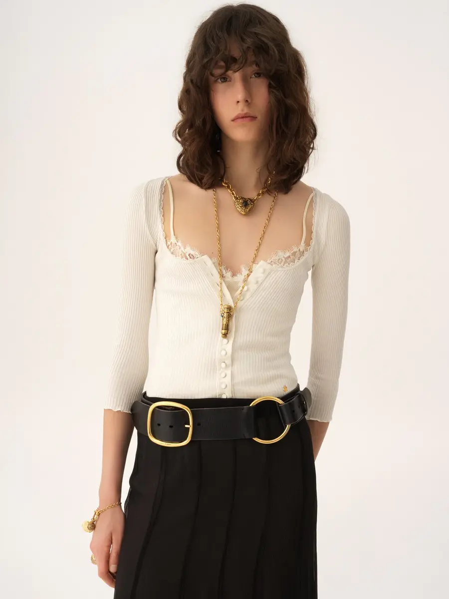 Chloé Scoop-neck fitted cardigan in cotton | Thumbnail 3