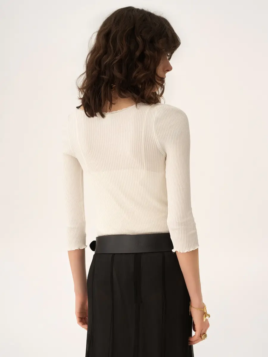 Chloé Scoop-neck fitted cardigan in cotton | Thumbnail 5