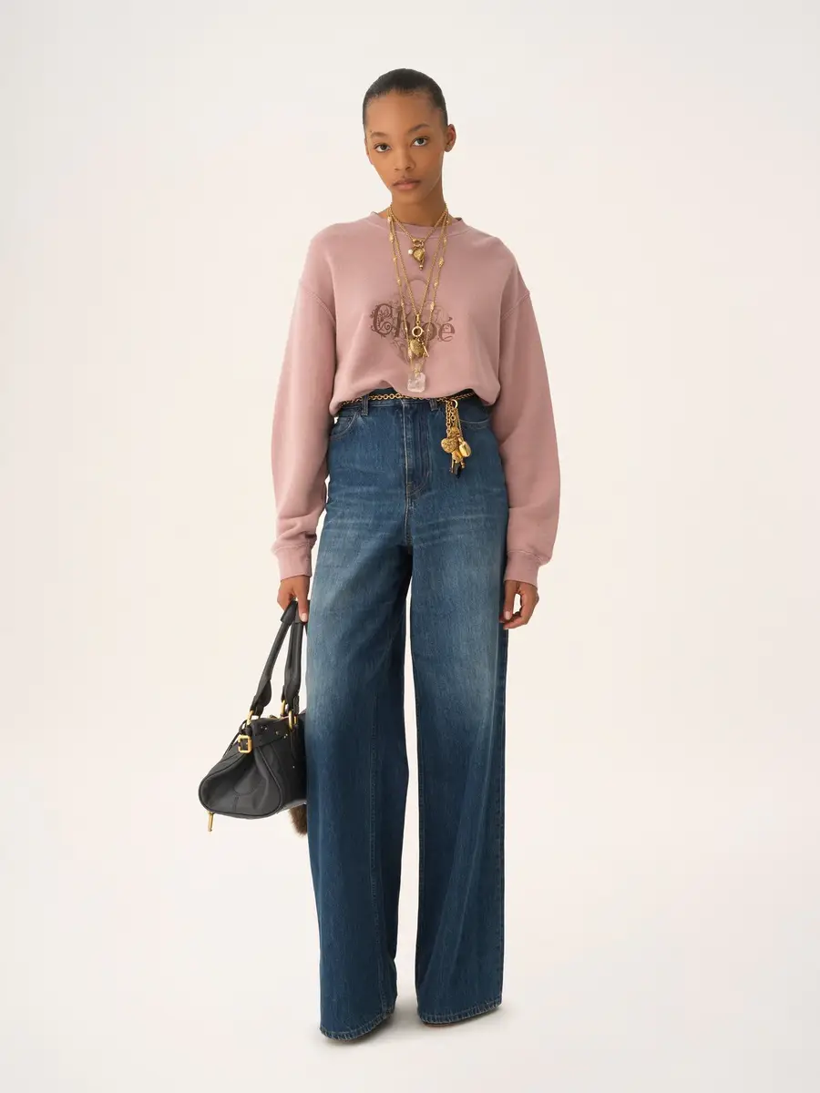 Chloé Oversized logo sweater in chiné fleece | Thumbnail 3