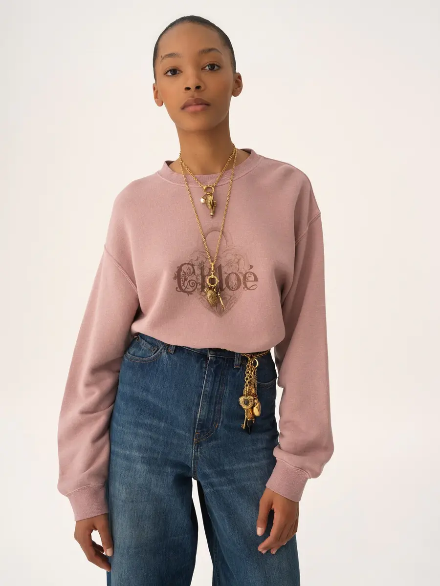 Chloé Oversized logo sweater in chiné fleece | Thumbnail 4