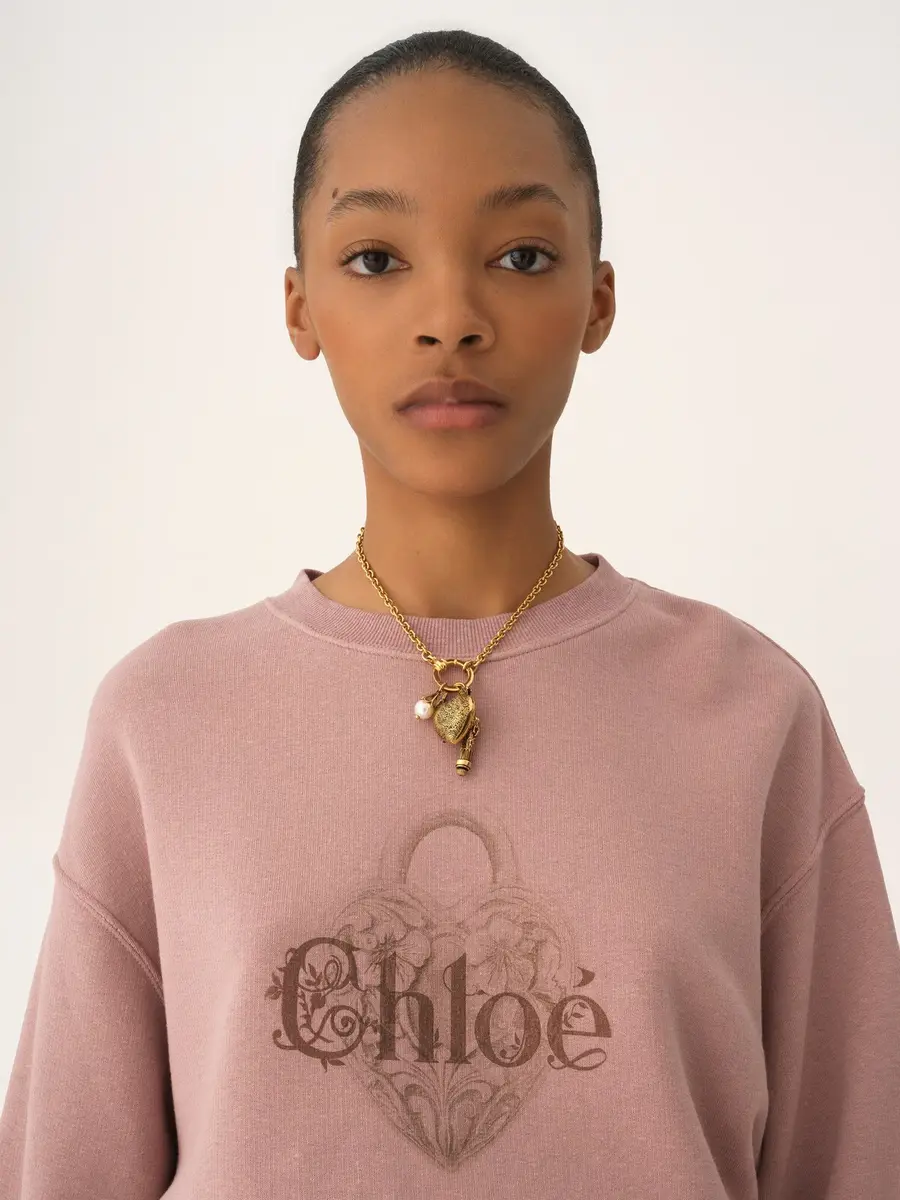 Chloé Oversized logo sweater in chiné fleece | Thumbnail 7