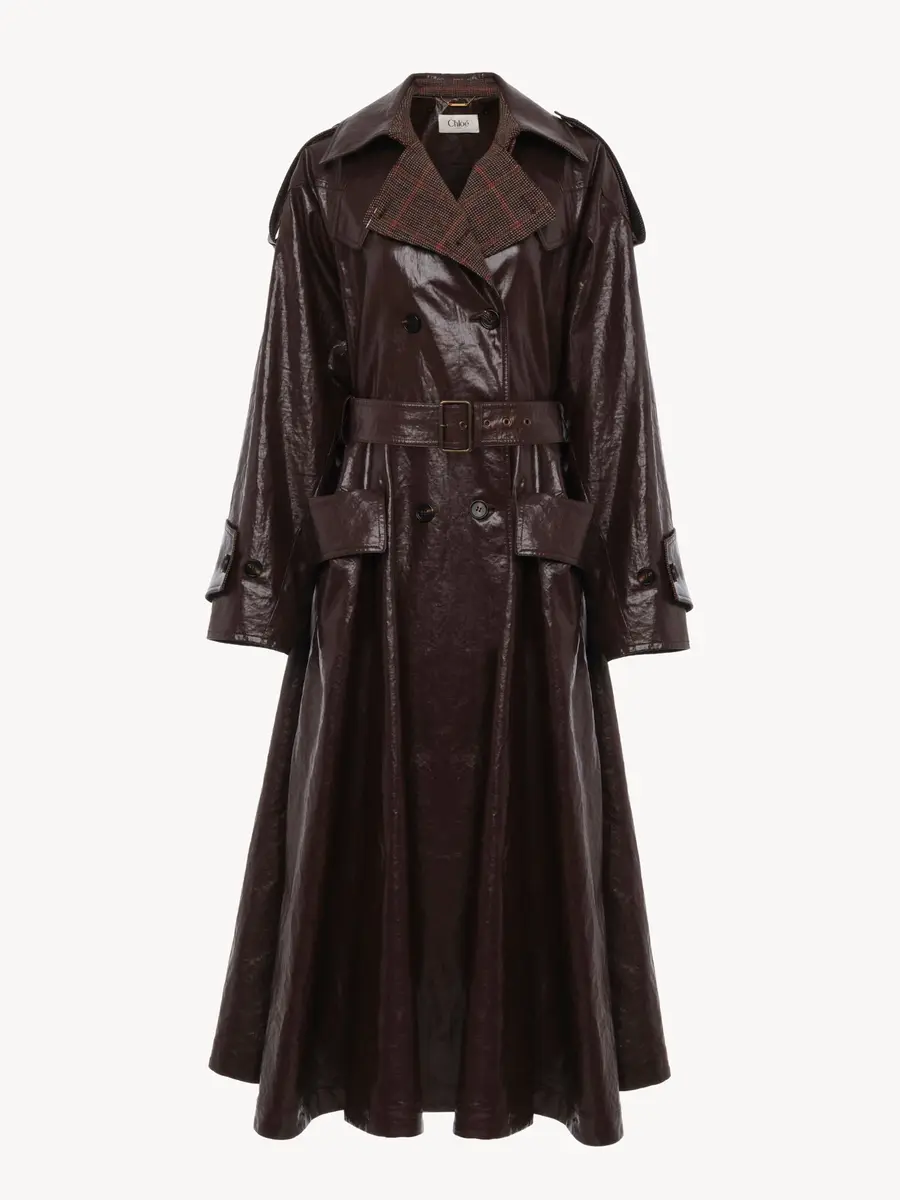 Chloé Double-breasted long riding coat in coated linen | Thumbnail 2 Chloé Double-breasted long riding coat in coated linen | Thumbnail 2