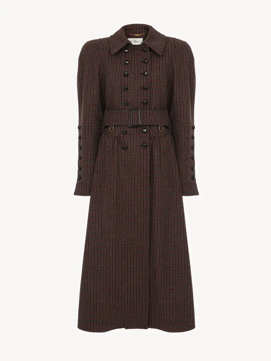 Chloé Double-breasted riding coat in houndstooth wool | Thumbnail 2 Chloé Double-breasted riding coat in houndstooth wool | Thumbnail 2