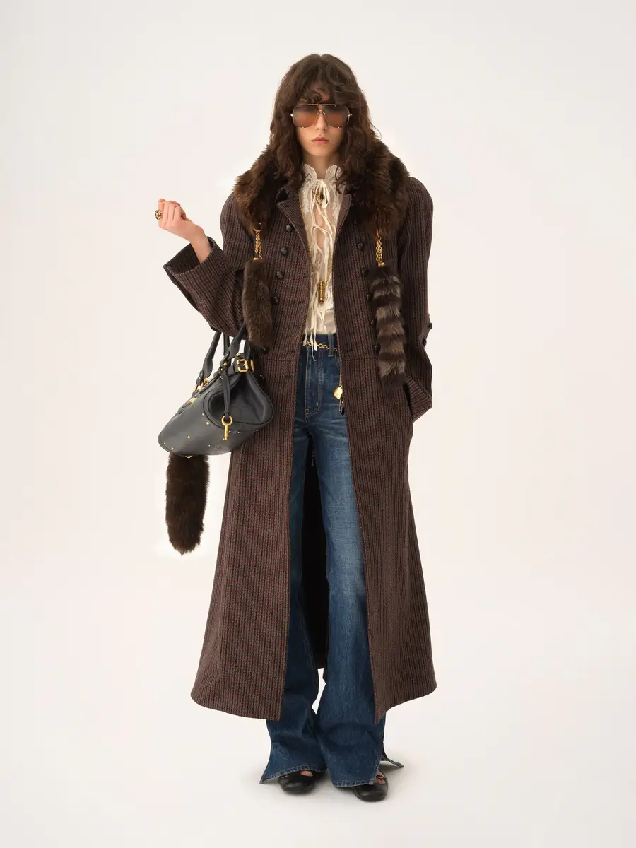 Chloé Double-breasted riding coat in houndstooth wool | Thumbnail 3 Chloé Double-breasted riding coat in houndstooth wool | Thumbnail 3