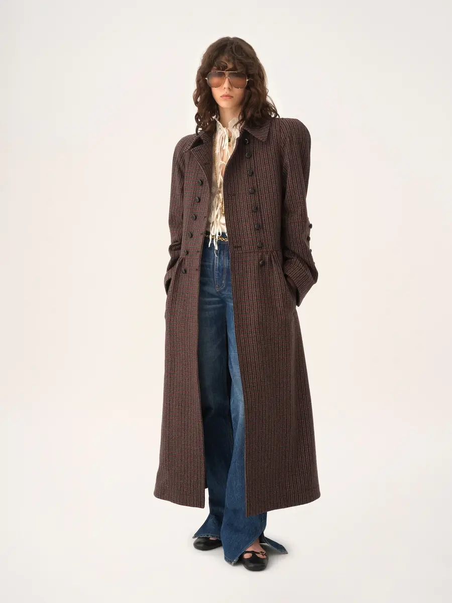 Chloé Double-breasted riding coat in houndstooth wool | Thumbnail 4 Chloé Double-breasted riding coat in houndstooth wool | Thumbnail 4