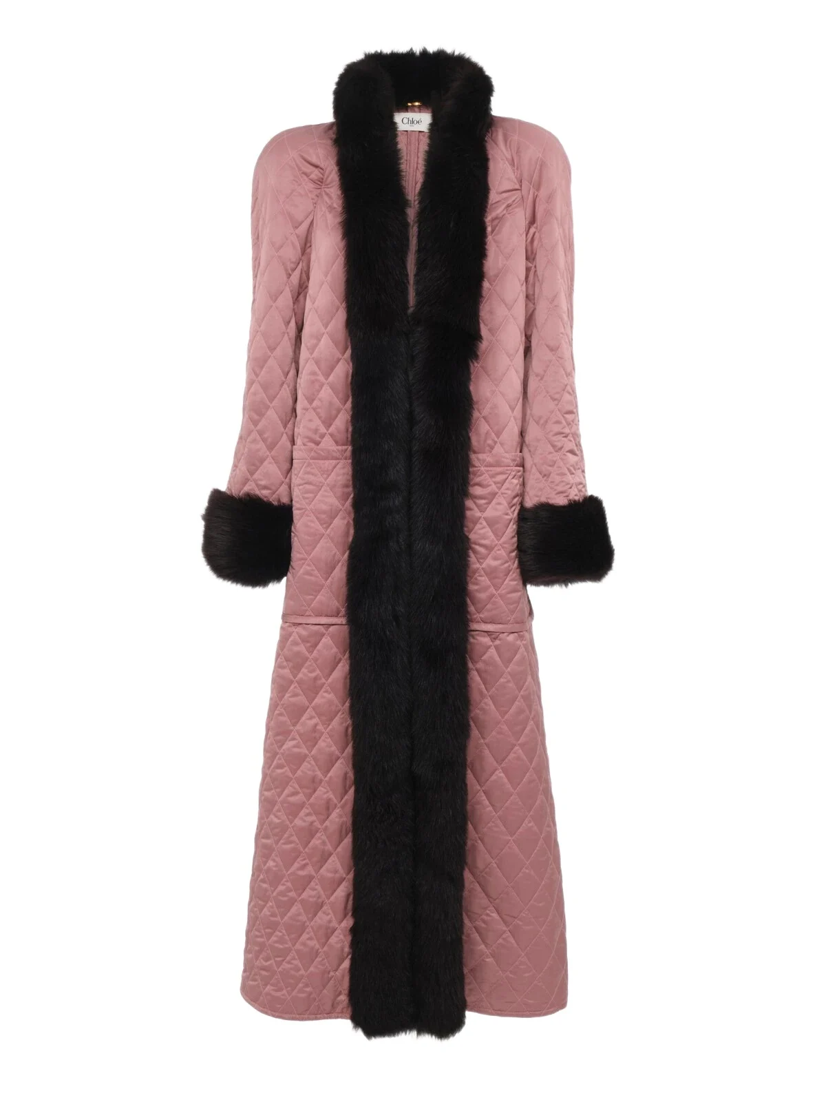 Chloé Long hybrid coat in technical satin