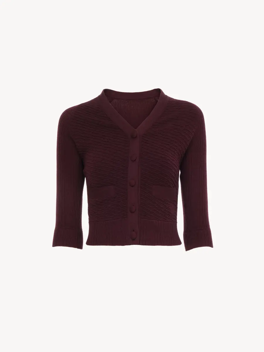 Chloé Fitted V-neck cardigan in a wool knit | Thumbnail 2 Chloé Fitted V-neck cardigan in a wool knit | Thumbnail 2