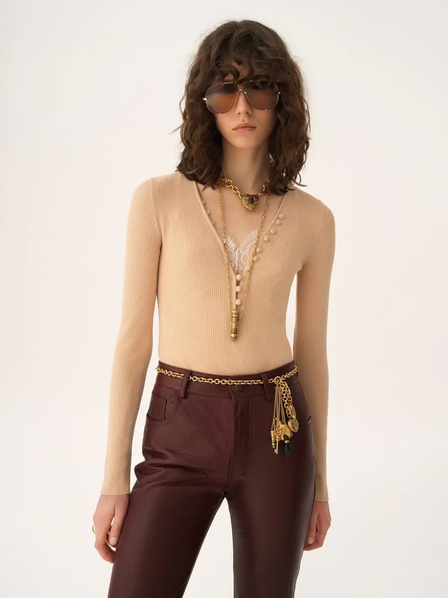 Chloé Henley shirt in a merino wool knit | Thumbnail 3