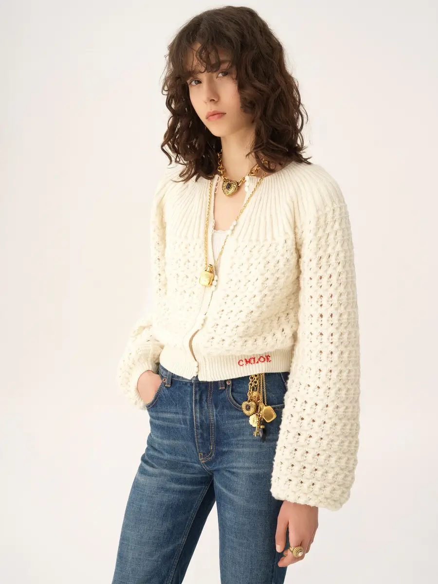 Chloé Round-neck cardigan in a wool & cashmere knit | Thumbnail 4
