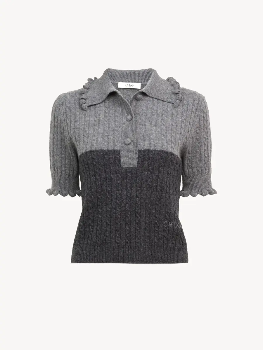 Chloé Short-sleeve polo sweater in a wool & cashmere knit | Thumbnail 2 Chloé Short-sleeve polo sweater in a wool & cashmere knit | Thumbnail 2