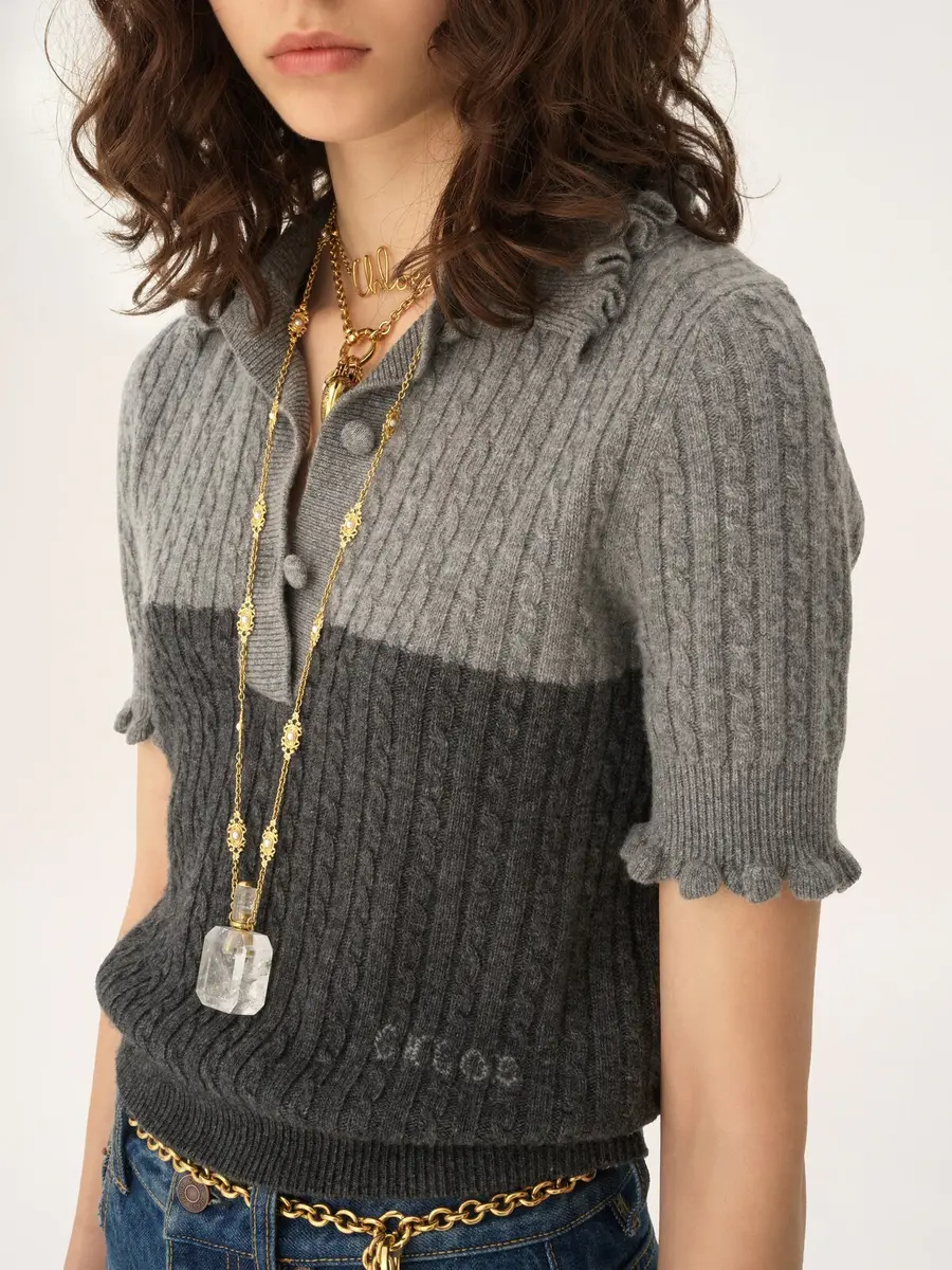 Chloé Short-sleeve polo sweater in a wool & cashmere knit | Thumbnail 6 Chloé Short-sleeve polo sweater in a wool & cashmere knit | Thumbnail 6