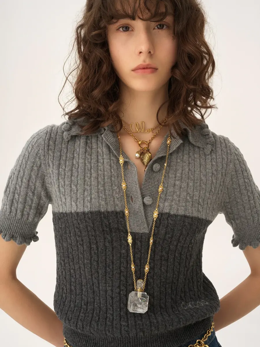 Chloé Short-sleeve polo sweater in a wool & cashmere knit | Thumbnail 7 Chloé Short-sleeve polo sweater in a wool & cashmere knit | Thumbnail 7