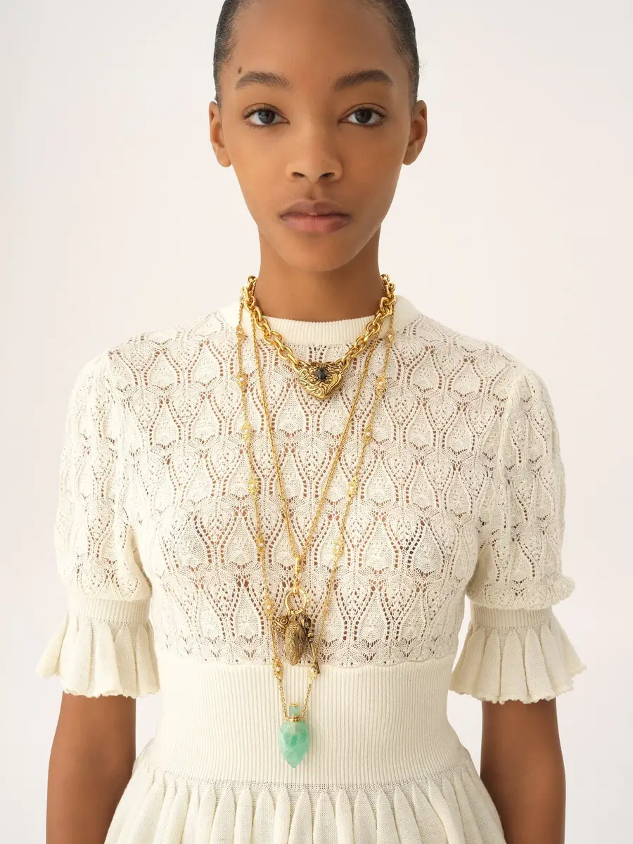 Chloé Short-sleeve ruffled sweater in a wool-mix knit | Thumbnail 7 Chloé Short-sleeve ruffled sweater in a wool-mix knit | Thumbnail 7