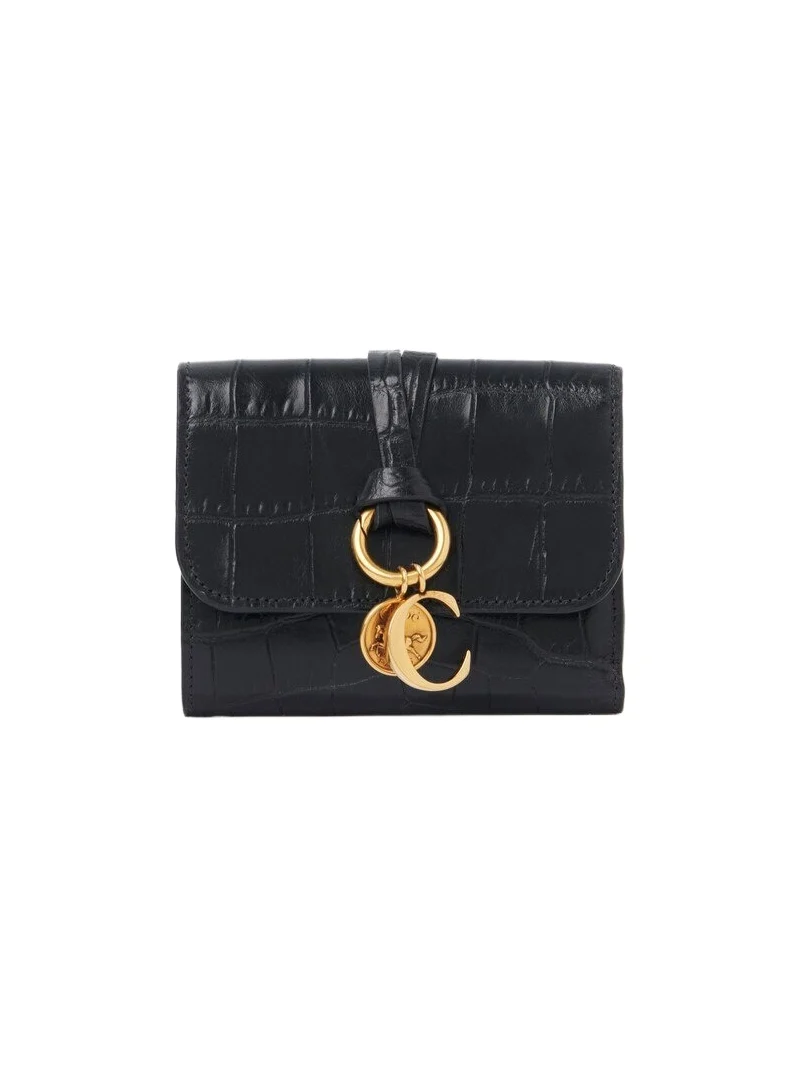 Chloé Small Alphabet tri-fold in croco-effect leather