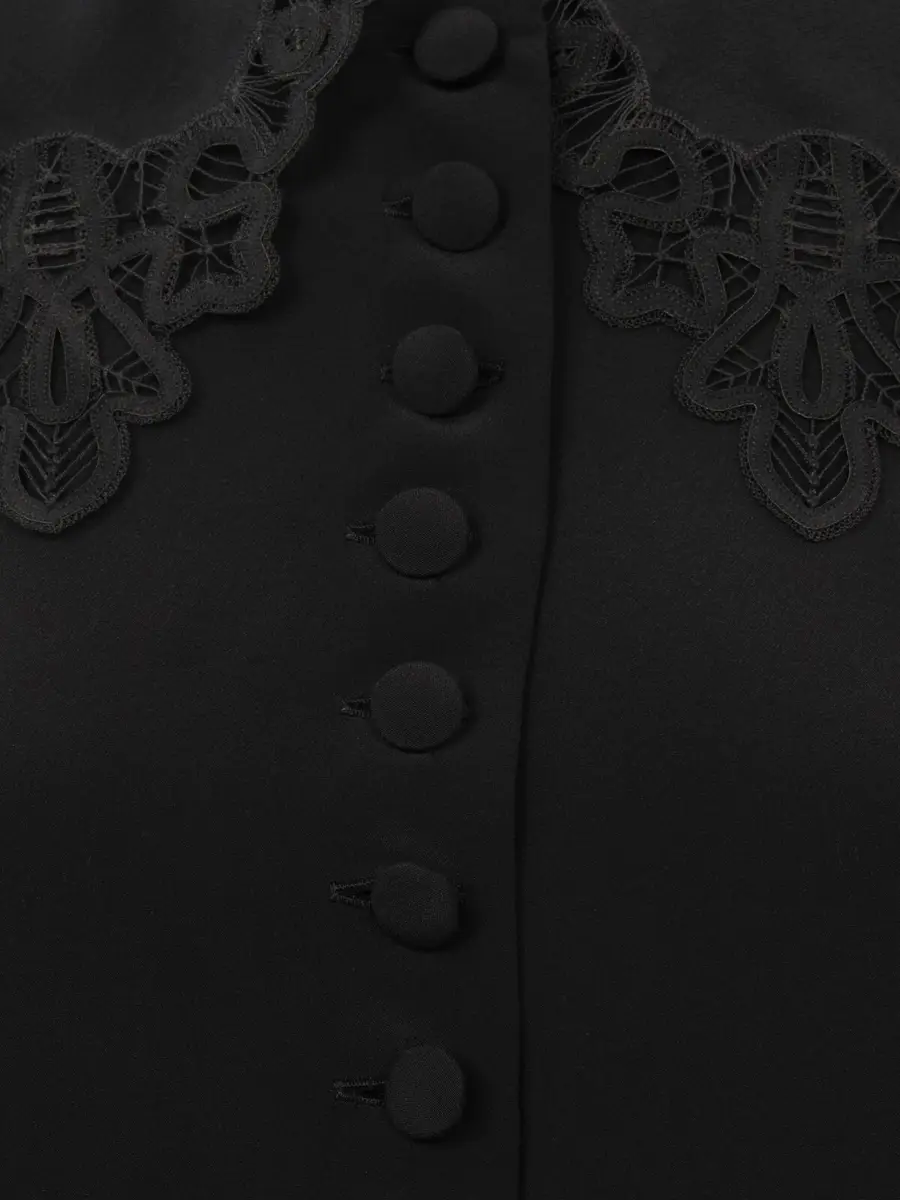 Chloé Long-sleeve mini dress in crêpe de chine & lace | Thumbnail 3 Chloé Long-sleeve mini dress in crêpe de chine & lace | Thumbnail 3