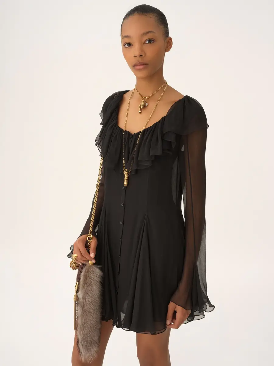 Chloé Flared mini dress in silk mousseline | Thumbnail 4 Chloé Flared mini dress in silk mousseline | Thumbnail 4