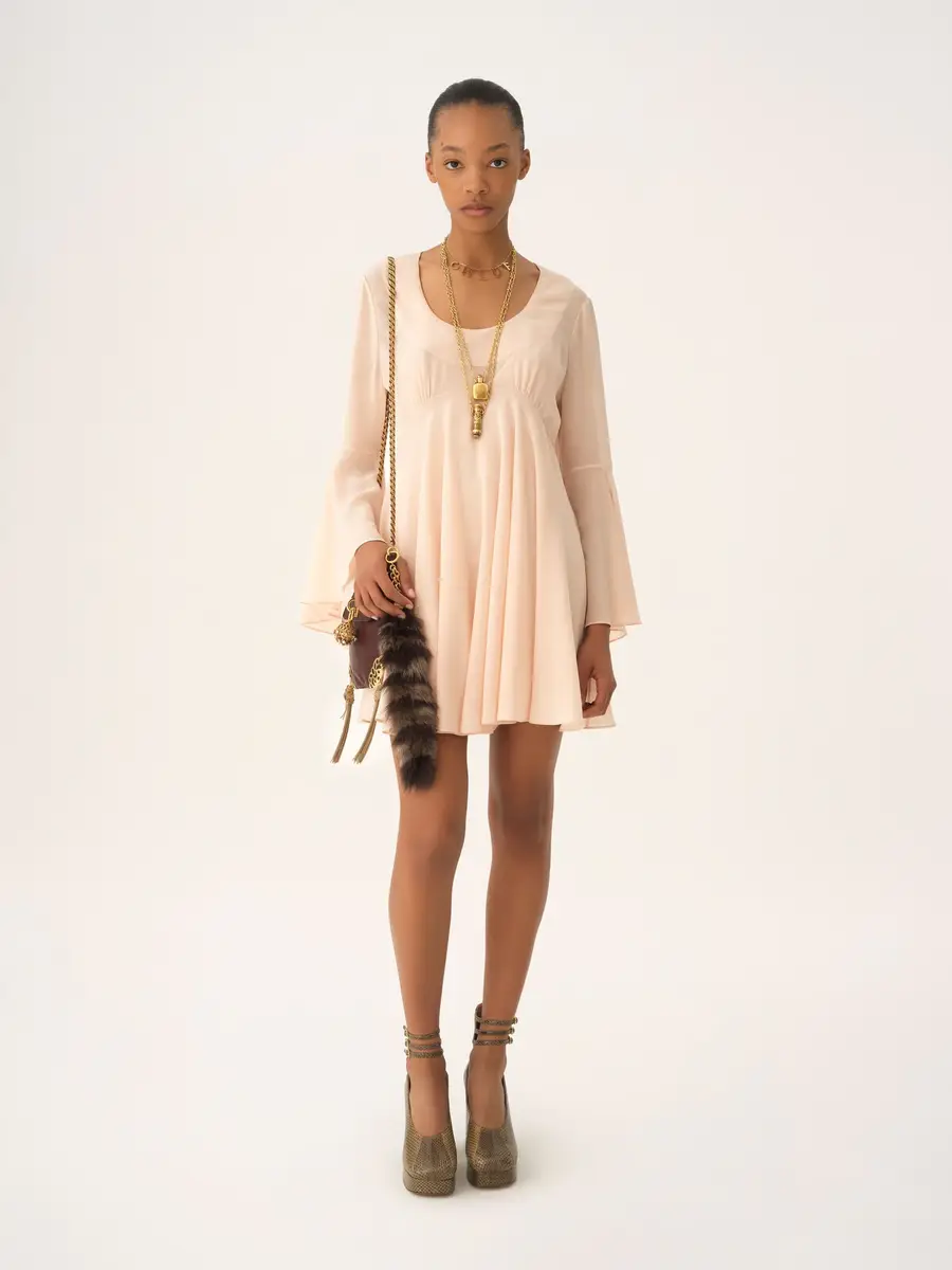 Chloé Flared mini dress in silk georgette | Thumbnail 3 Chloé Flared mini dress in silk georgette | Thumbnail 3