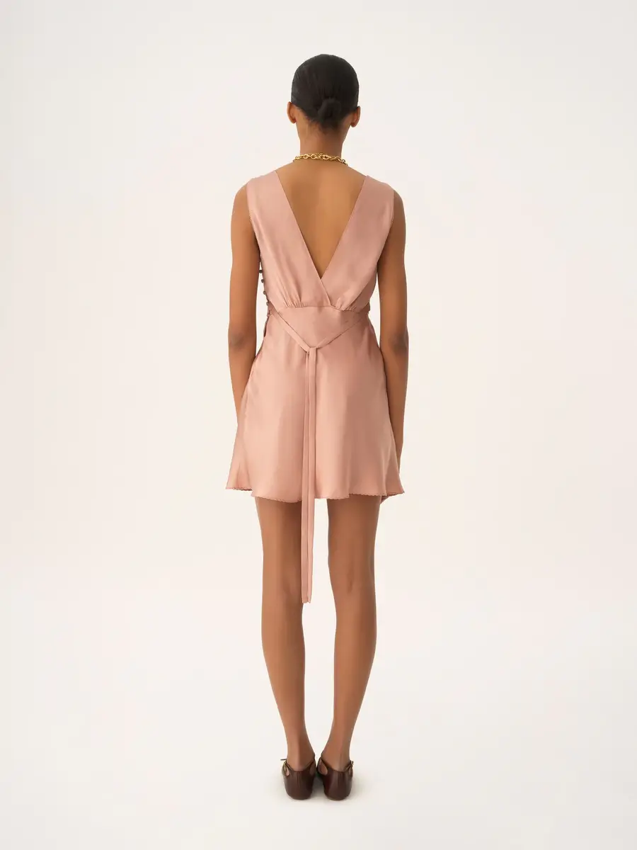 Chloé Sleeveless mini dress in washed silk satin & lace | Thumbnail 5 Chloé Sleeveless mini dress in washed silk satin & lace | Thumbnail 5