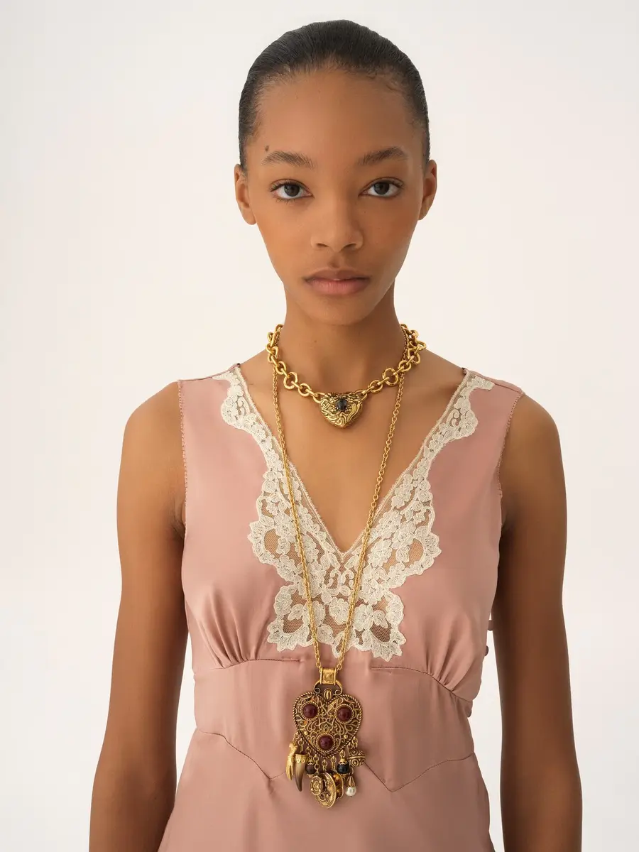 Chloé Sleeveless mini dress in washed silk satin & lace | Thumbnail 6 Chloé Sleeveless mini dress in washed silk satin & lace | Thumbnail 6
