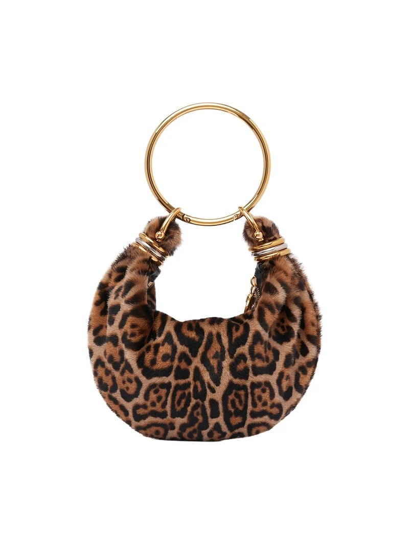 Chloé Mini Bracelet Hobo bag in leopard-print shearling